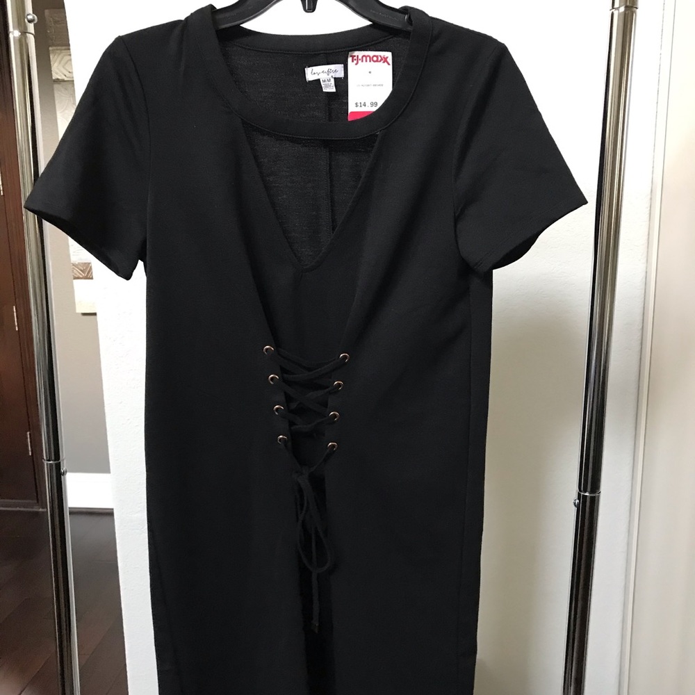 Black tie up t shirt dress